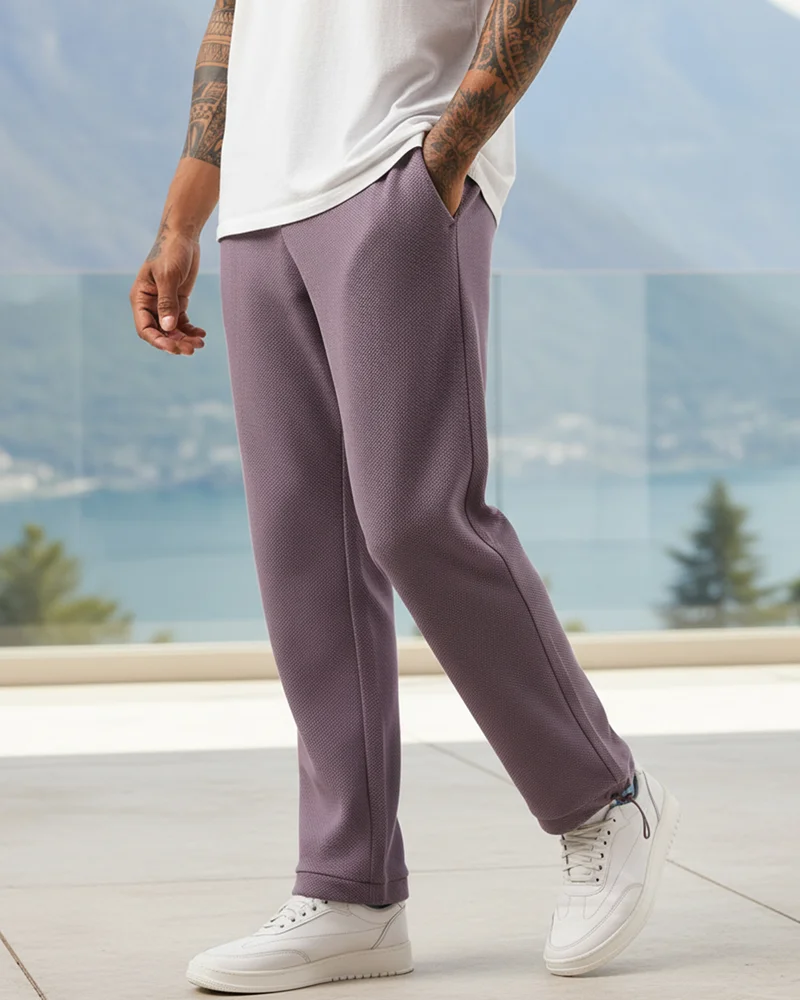 بيواكوف Men's Purple Textured Oversized Parachute Pants